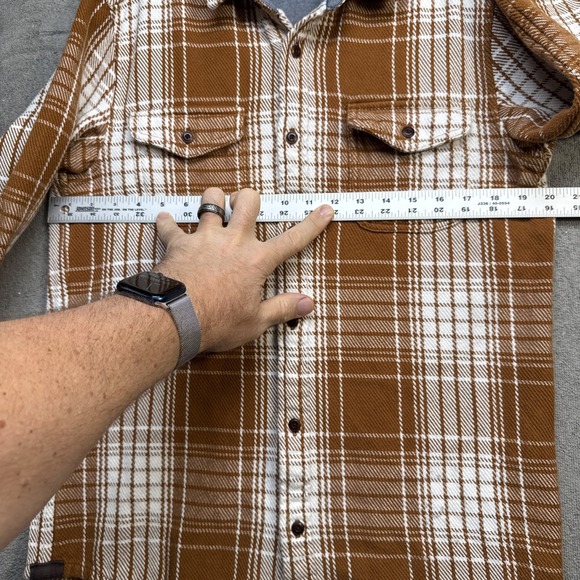 Outerknown Men's Brown White Plaid Blanket Shirt Small Organic Cotton Flannel - Picture 5 of 11